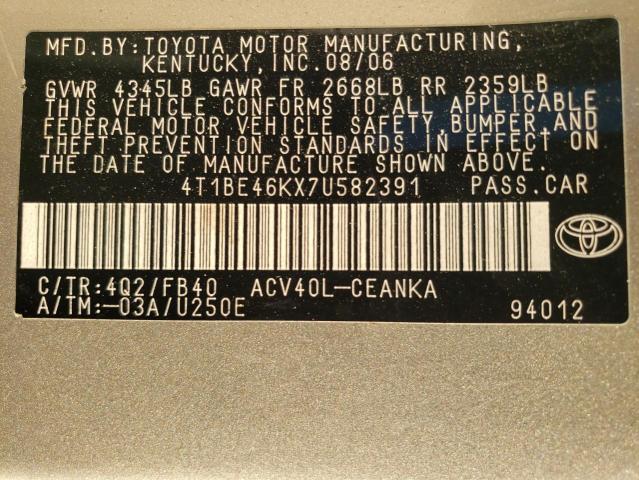 Photo 11 VIN: 4T1BE46KX7U582391 - TOYOTA CAMRY 