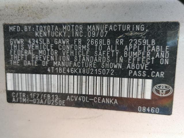 Photo 11 VIN: 4T1BE46KX8U215072 - TOYOTA CAMRY 