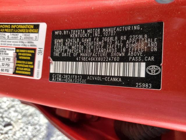 Photo 12 VIN: 4T1BE46KX8U224760 - TOYOTA CAMRY CE 