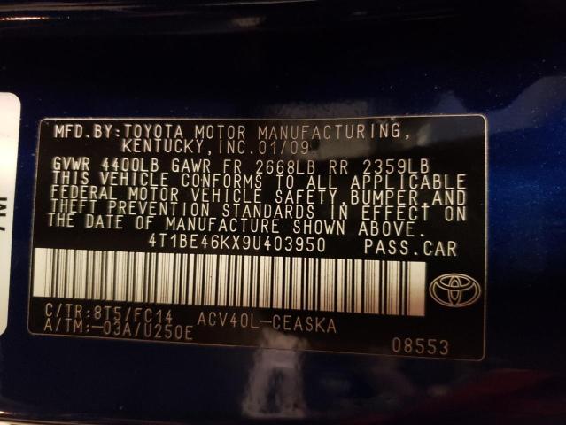 Photo 11 VIN: 4T1BE46KX9U403950 - TOYOTA CAMRY 