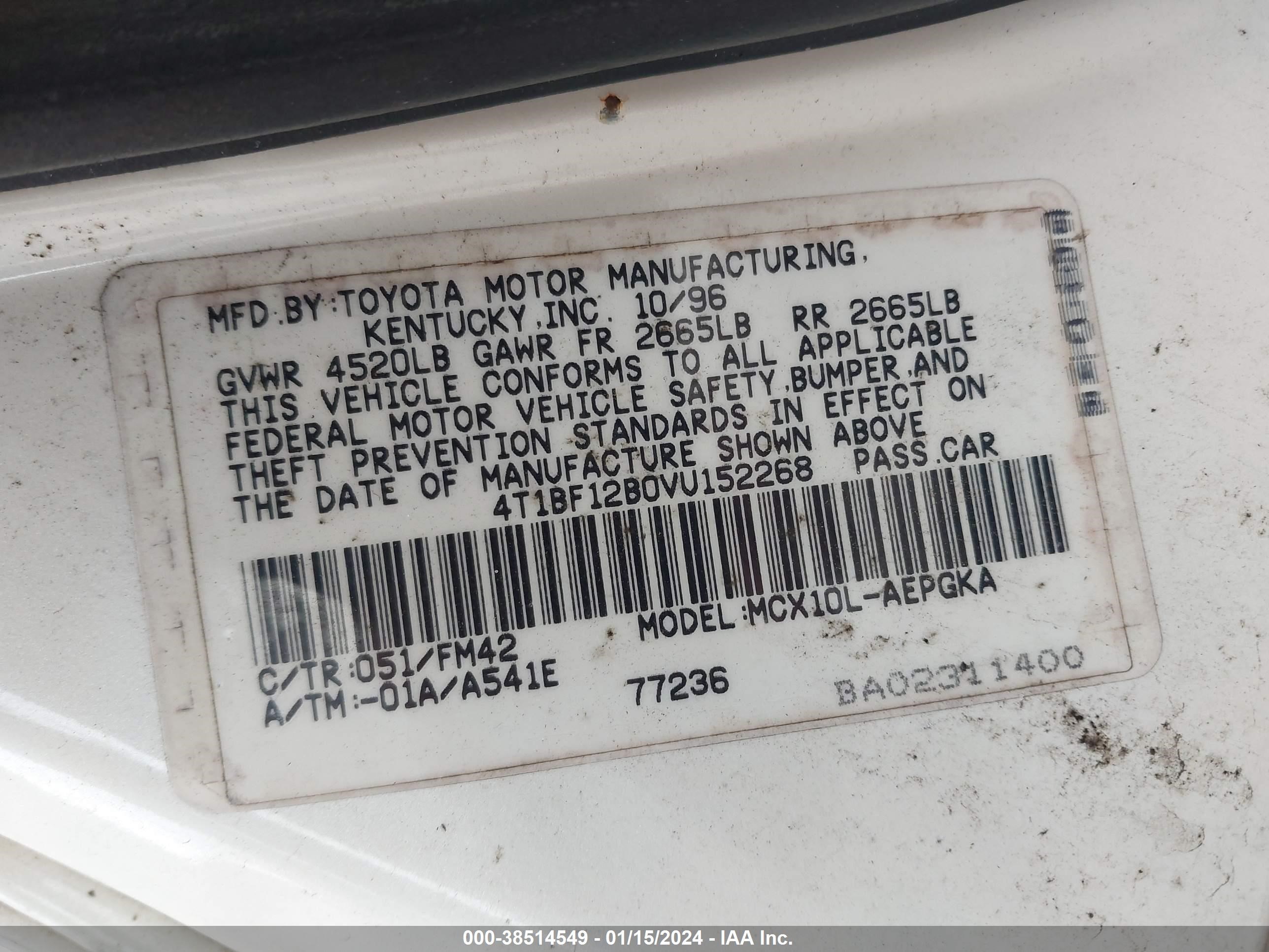 Photo 8 VIN: 4T1BF12B0VU152268 - TOYOTA AVALON 