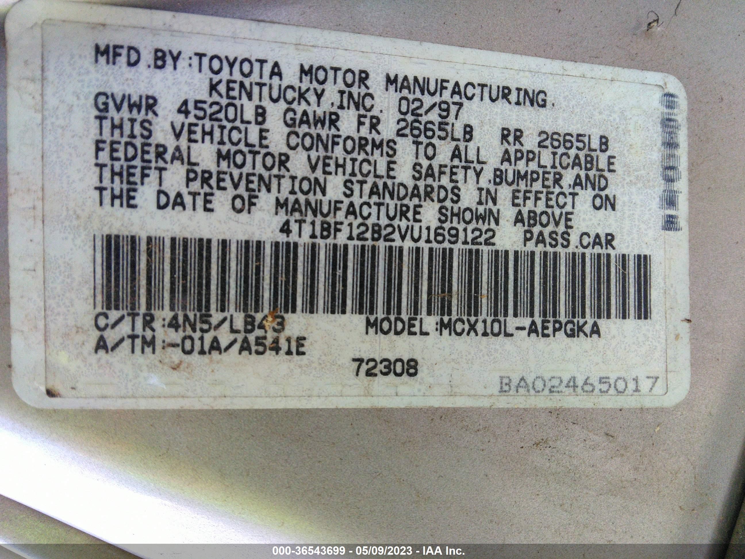 Photo 8 VIN: 4T1BF12B2VU169122 - TOYOTA AVALON 