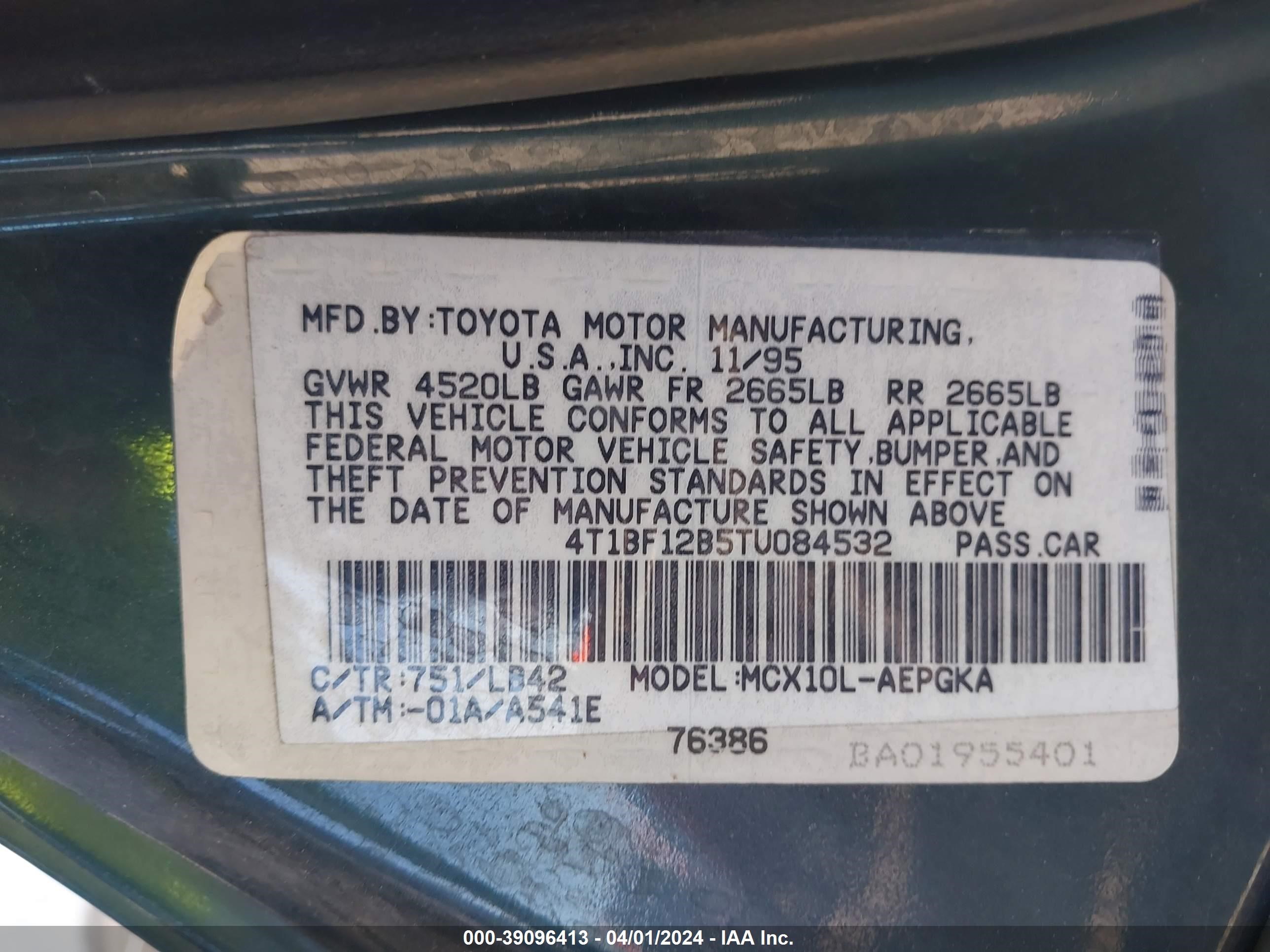 Photo 8 VIN: 4T1BF12B5TU084532 - TOYOTA AVALON 