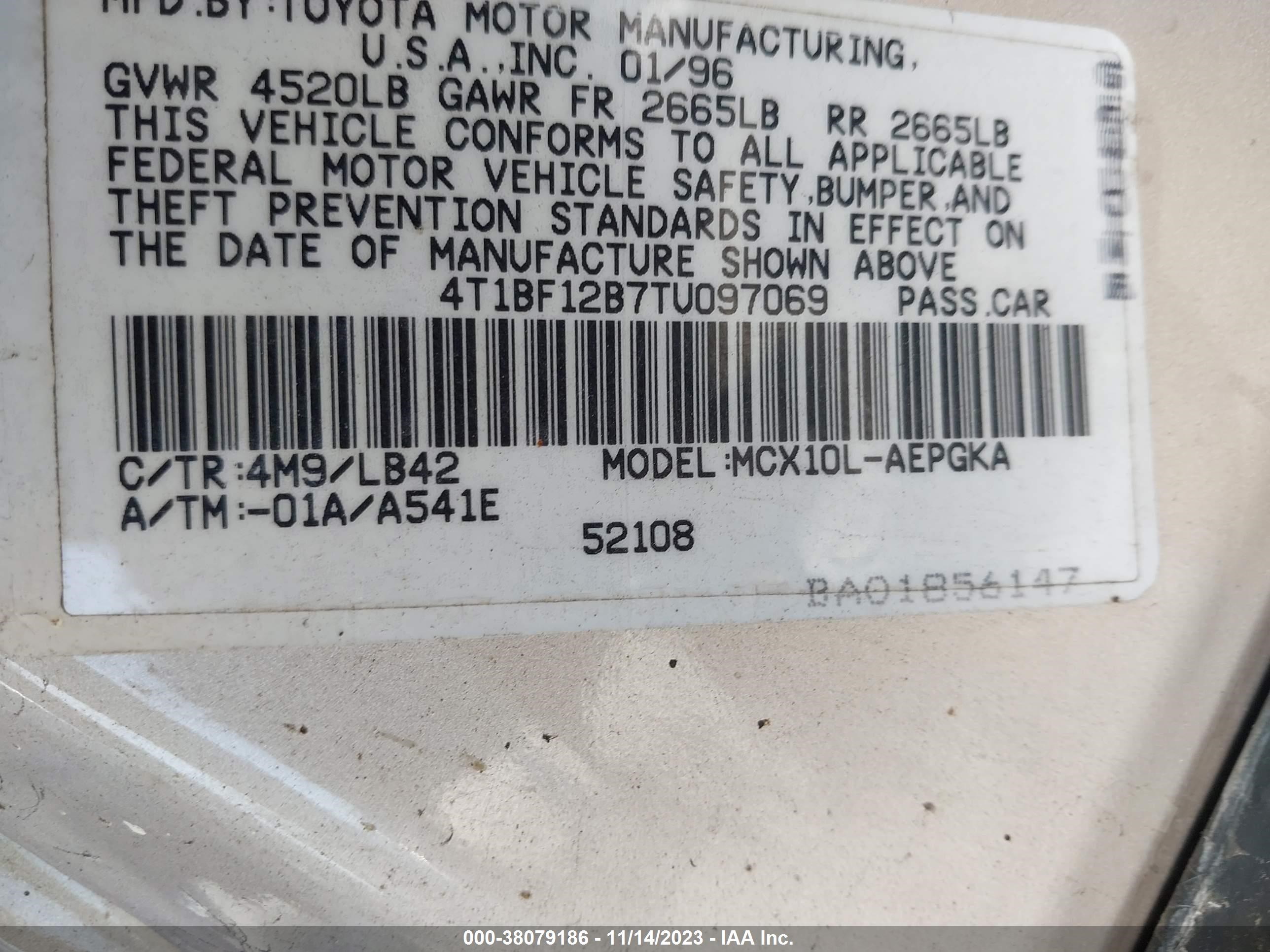 Photo 8 VIN: 4T1BF12B7TU097069 - TOYOTA AVALON 