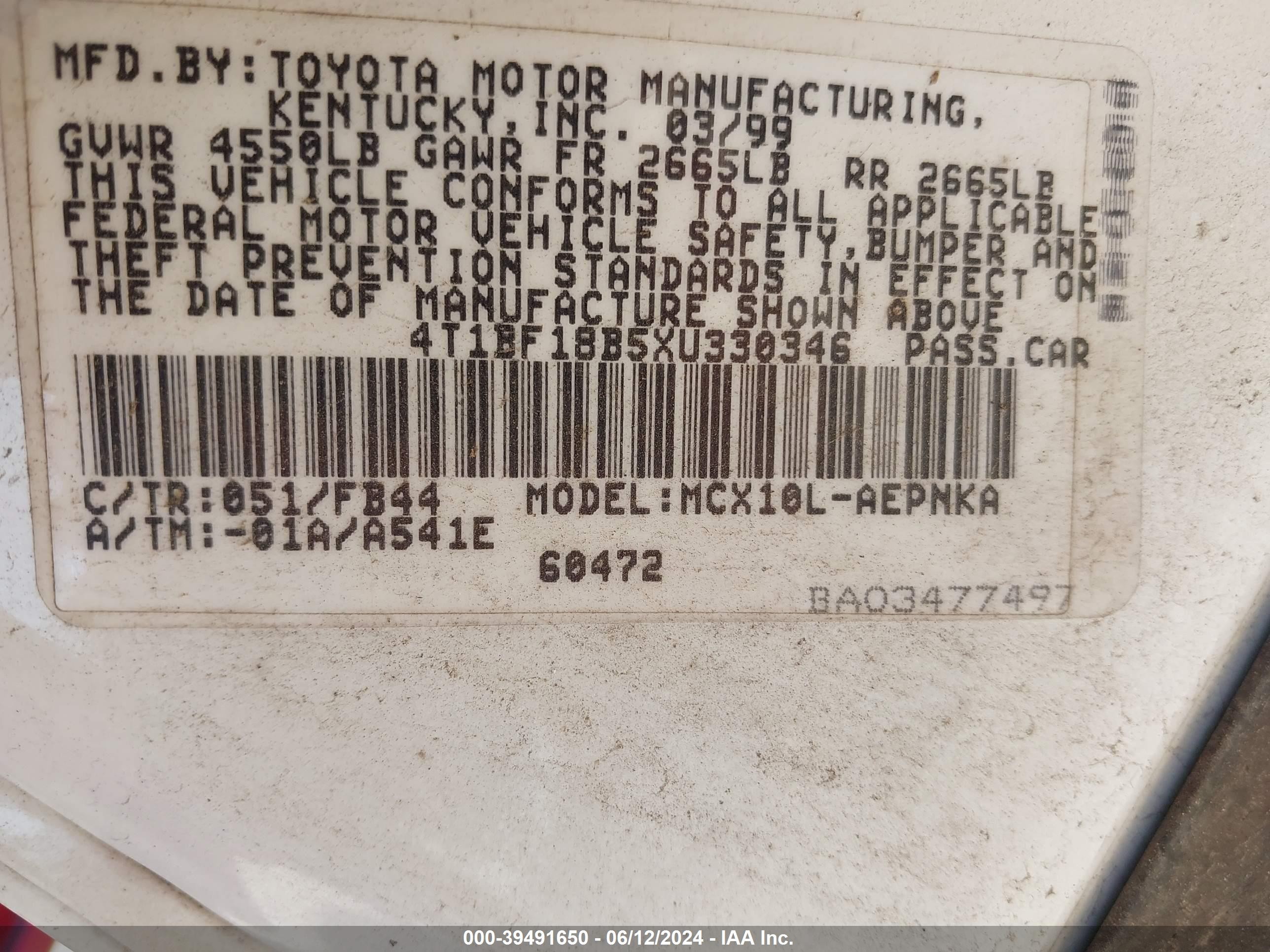 Photo 8 VIN: 4T1BF18B5XU330346 - TOYOTA AVALON 