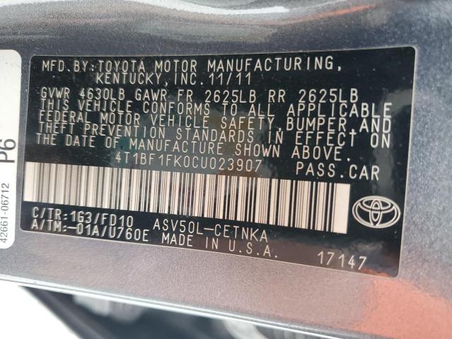 Photo 11 VIN: 4T1BF1FK0CU023907 - TOYOTA CAMRY BASE 