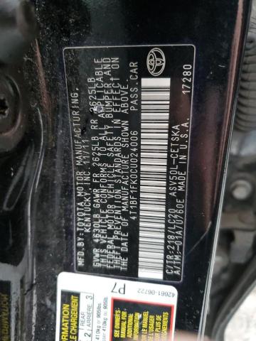 Photo 11 VIN: 4T1BF1FK0CU024006 - TOYOTA CAMRY BASE 