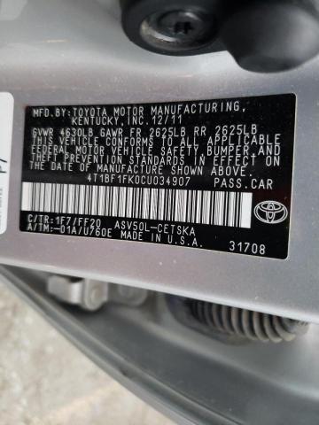 Photo 9 VIN: 4T1BF1FK0CU034907 - TOYOTA CAMRY BASE 