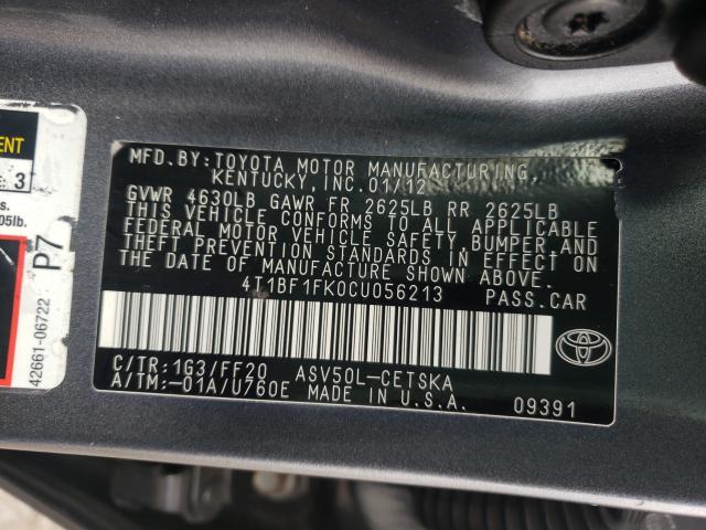 Photo 9 VIN: 4T1BF1FK0CU056213 - TOYOTA CAMRY BASE 