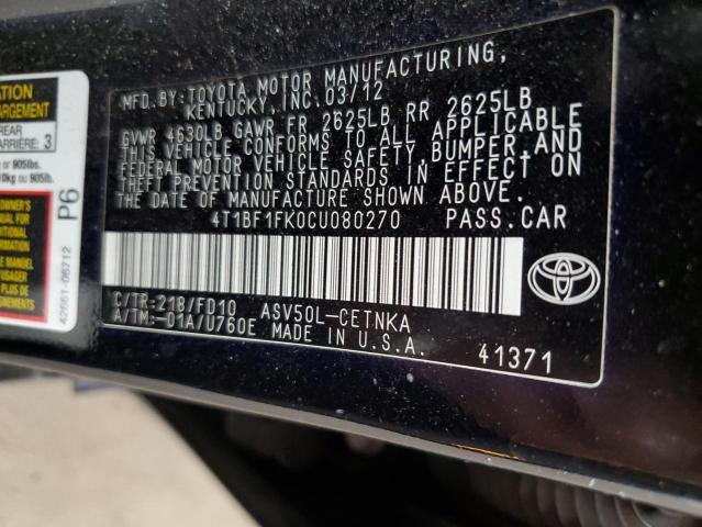 Photo 12 VIN: 4T1BF1FK0CU080270 - TOYOTA CAMRY BASE 