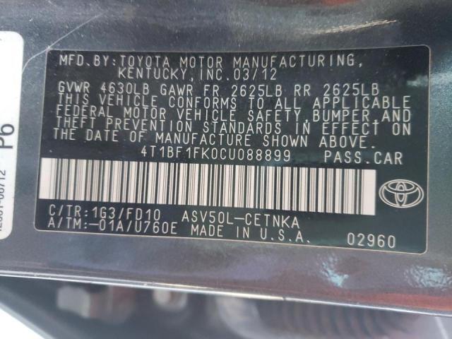 Photo 9 VIN: 4T1BF1FK0CU088899 - TOYOTA CAMRY BASE 