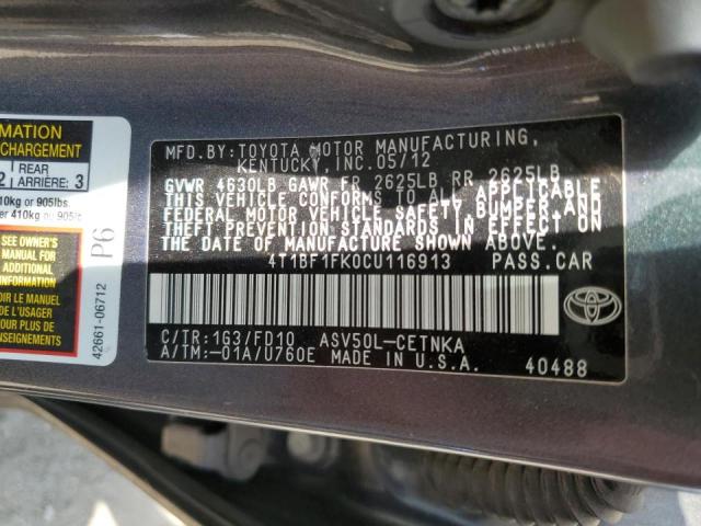 Photo 11 VIN: 4T1BF1FK0CU116913 - TOYOTA CAMRY BASE 