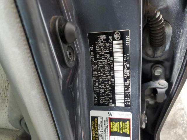 Photo 12 VIN: 4T1BF1FK0CU169739 - TOYOTA CAMRY BASE 