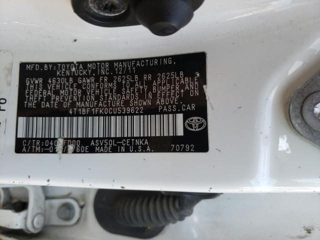 Photo 9 VIN: 4T1BF1FK0CU539622 - TOYOTA CAMRY BASE 