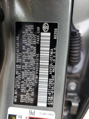 Photo 11 VIN: 4T1BF1FK0CU610740 - TOYOTA CAMRY LE A 