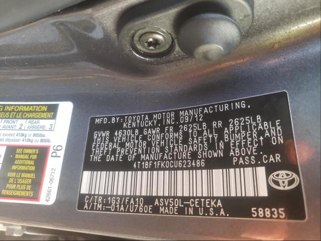 Photo 9 VIN: 4T1BF1FK0CU623486 - TOYOTA CAMRY 