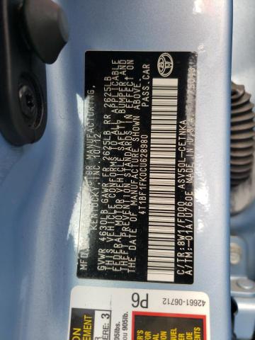 Photo 9 VIN: 4T1BF1FK0CU628980 - TOYOTA CAMRY 