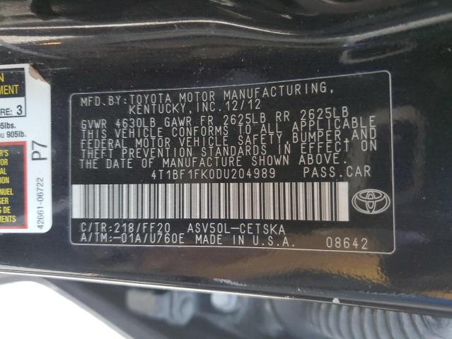 Photo 12 VIN: 4T1BF1FK0DU204989 - TOYOTA CAMRY 