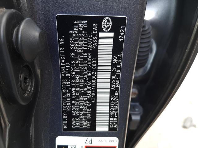 Photo 9 VIN: 4T1BF1FK0DU210033 - TOYOTA CAMRY L 