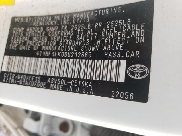 Photo 9 VIN: 4T1BF1FK0DU212669 - TOYOTA CAMRY L 