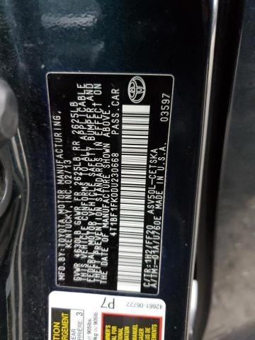 Photo 12 VIN: 4T1BF1FK0DU230668 - TOYOTA CAMRY L 