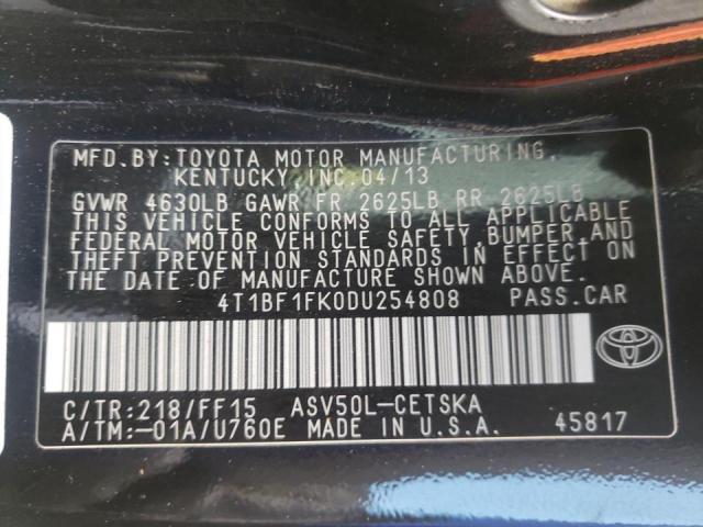 Photo 9 VIN: 4T1BF1FK0DU254808 - TOYOTA CAMRY L 