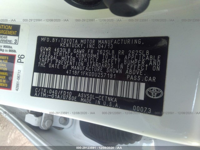 Photo 8 VIN: 4T1BF1FK0DU257191 - TOYOTA CAMRY 