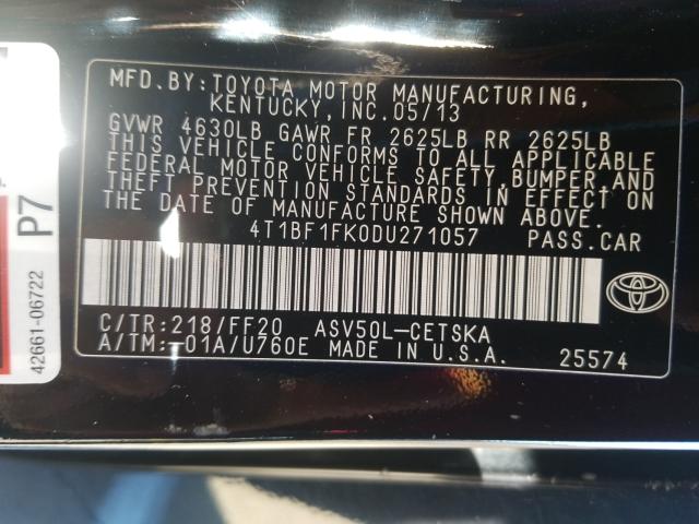 Photo 9 VIN: 4T1BF1FK0DU271057 - TOYOTA CAMRY L 