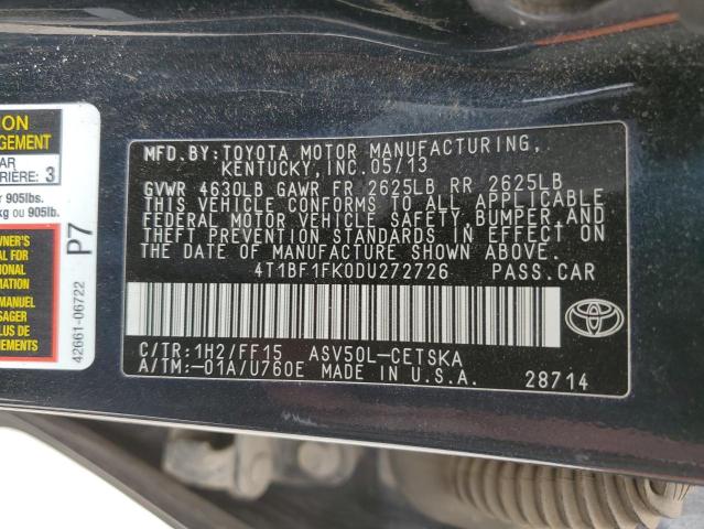 Photo 12 VIN: 4T1BF1FK0DU272726 - TOYOTA CAMRY L 