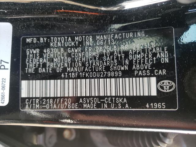 Photo 9 VIN: 4T1BF1FK0DU279899 - TOYOTA CAMRY L 