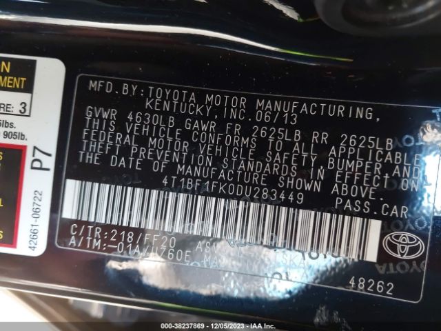 Photo 8 VIN: 4T1BF1FK0DU283449 - TOYOTA CAMRY 