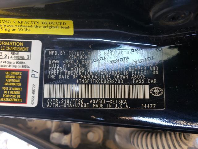 Photo 9 VIN: 4T1BF1FK0DU292703 - TOYOTA CAMRY L 