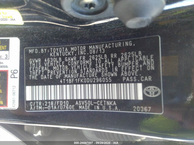 Photo 8 VIN: 4T1BF1FK0DU296055 - TOYOTA CAMRY 