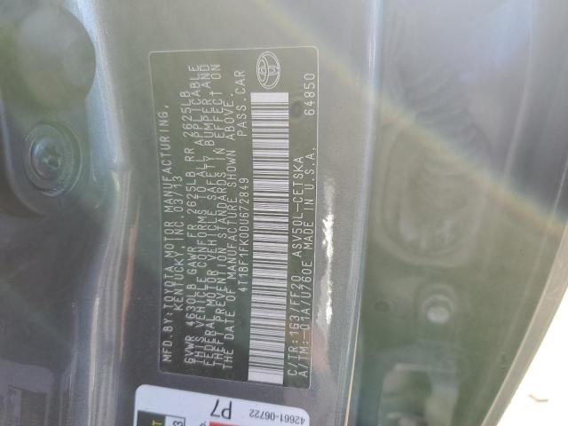 Photo 11 VIN: 4T1BF1FK0DU672849 - TOYOTA CAMRY L 