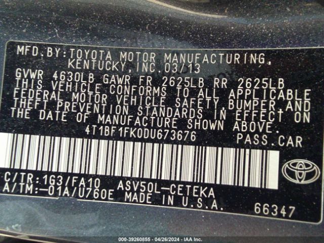 Photo 8 VIN: 4T1BF1FK0DU673676 - TOYOTA CAMRY 