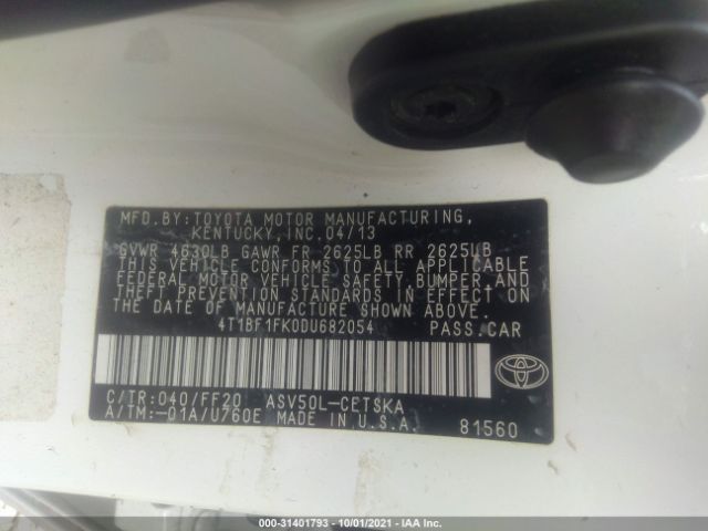 Photo 8 VIN: 4T1BF1FK0DU682054 - TOYOTA CAMRY 