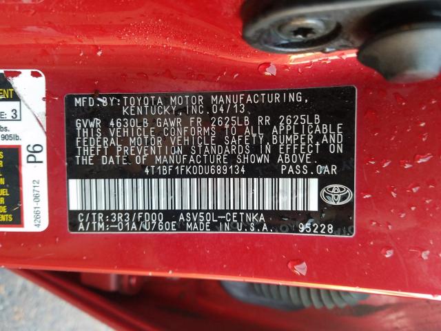 Photo 9 VIN: 4T1BF1FK0DU689134 - TOYOTA CAMRY L 