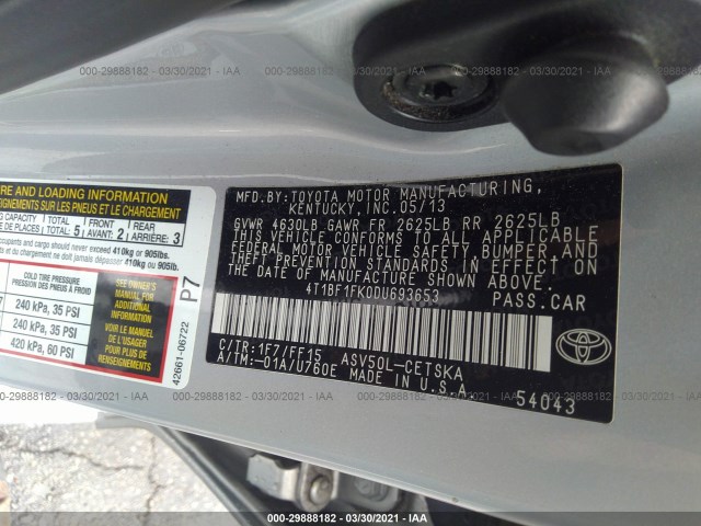 Photo 8 VIN: 4T1BF1FK0DU693653 - TOYOTA CAMRY 