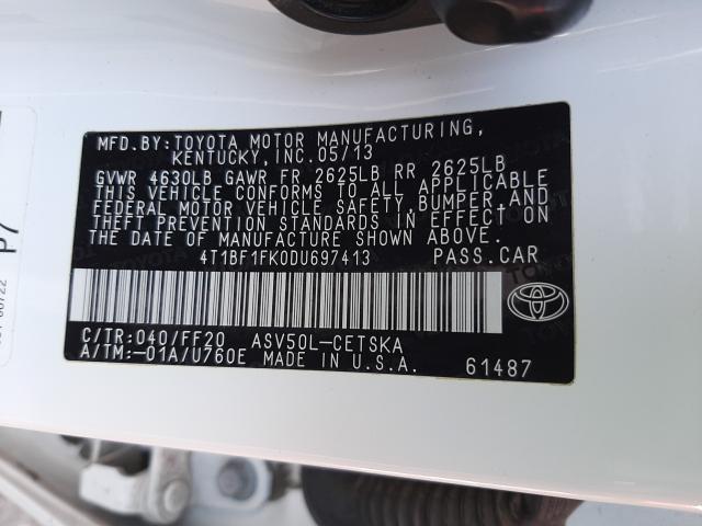 Photo 9 VIN: 4T1BF1FK0DU697413 - TOYOTA CAMRY L 