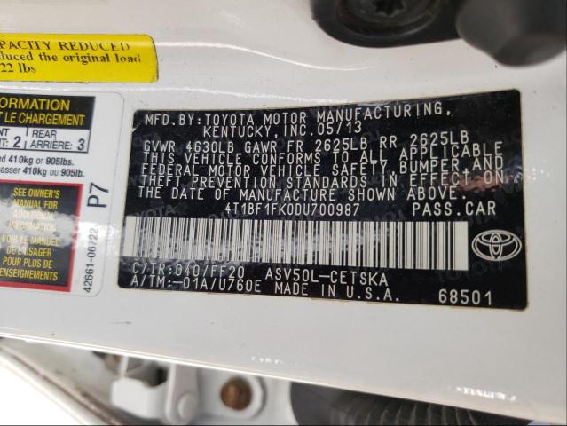 Photo 9 VIN: 4T1BF1FK0DU700987 - TOYOTA CAMRY L 