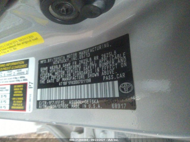 Photo 8 VIN: 4T1BF1FK0DU701198 - TOYOTA CAMRY 