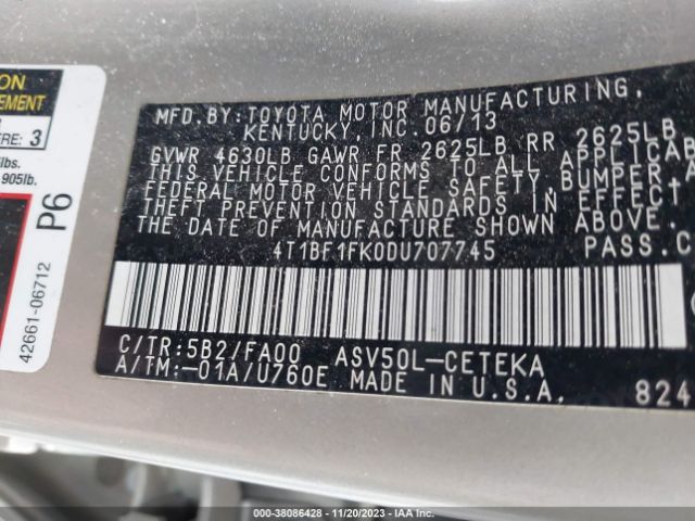 Photo 8 VIN: 4T1BF1FK0DU707745 - TOYOTA CAMRY 