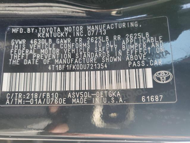 Photo 12 VIN: 4T1BF1FK0DU721354 - TOYOTA CAMRY L 