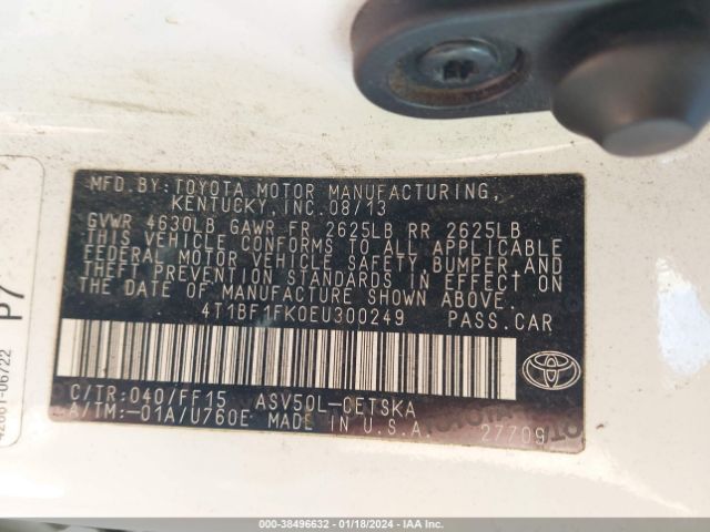 Photo 8 VIN: 4T1BF1FK0EU300249 - TOYOTA CAMRY 