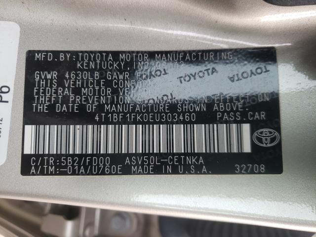 Photo 9 VIN: 4T1BF1FK0EU303460 - TOYOTA CAMRY L 