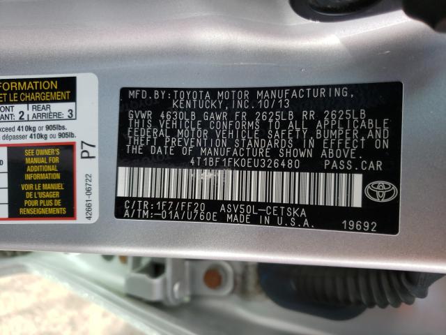 Photo 9 VIN: 4T1BF1FK0EU326480 - TOYOTA CAMRY L 