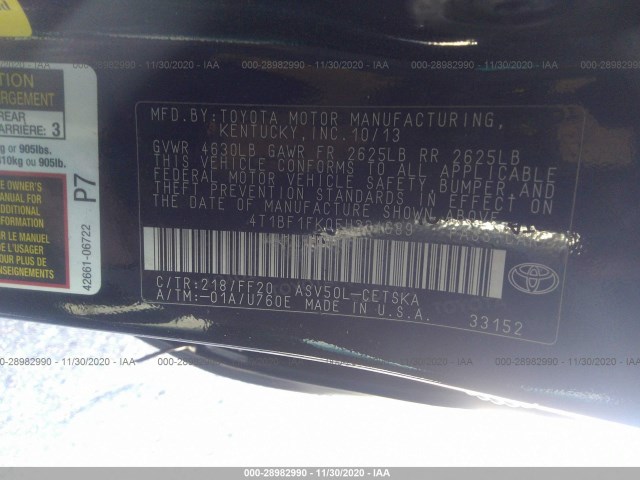 Photo 8 VIN: 4T1BF1FK0EU334689 - TOYOTA CAMRY 