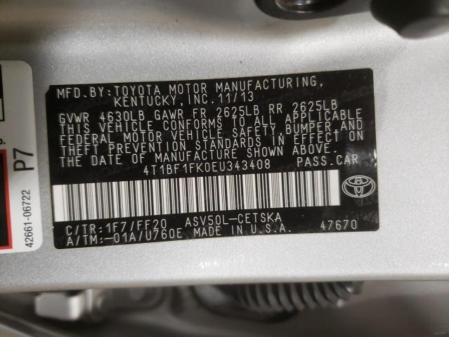 Photo 9 VIN: 4T1BF1FK0EU343408 - TOYOTA CAMRY L 