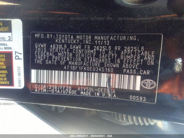 Photo 8 VIN: 4T1BF1FK0EU345160 - TOYOTA CAMRY 