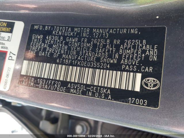 Photo 8 VIN: 4T1BF1FK0EU355204 - TOYOTA CAMRY 